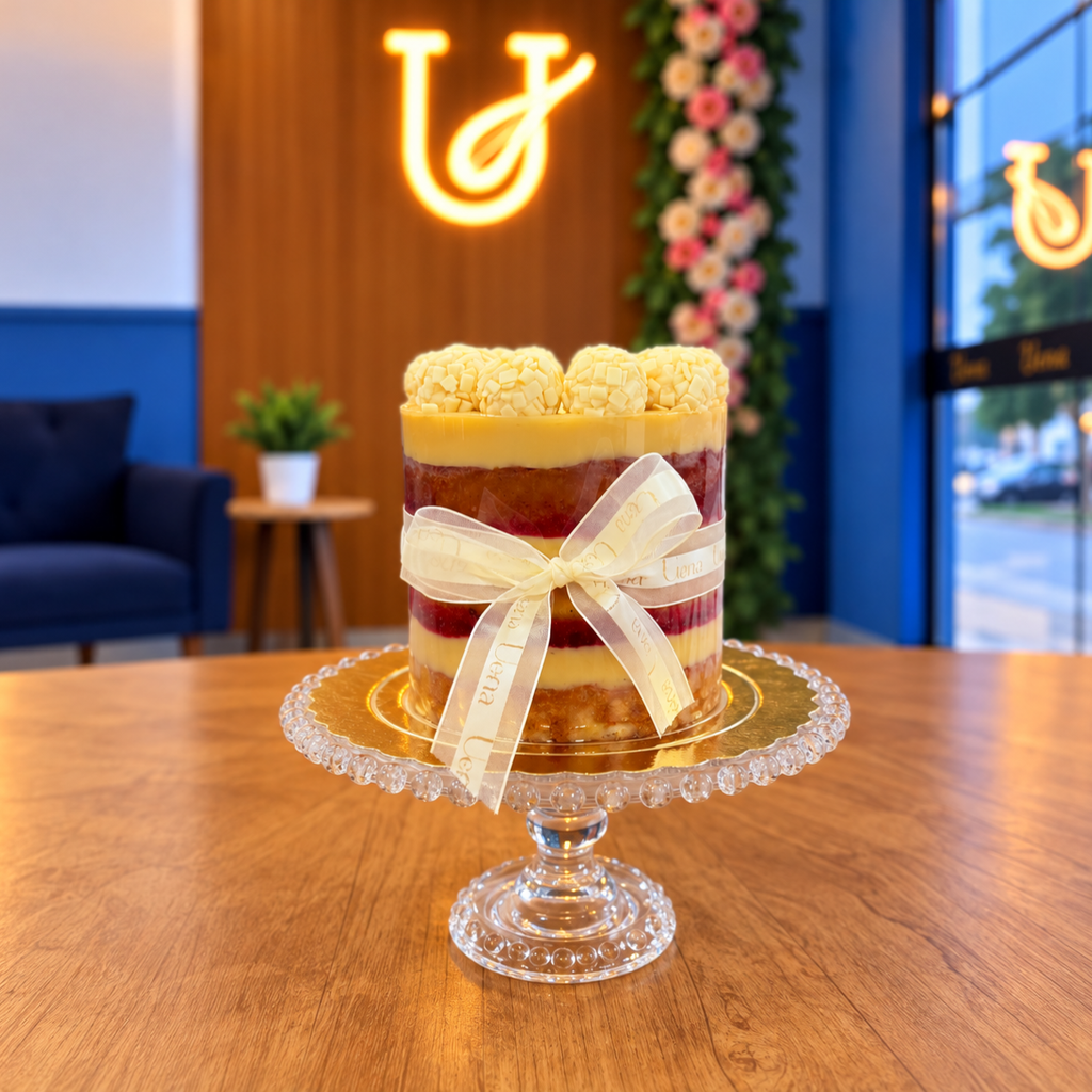 [UENA-CF-055] Mini Naked Cake 12cm - Brigadeiro Branco c/ Geleia de Morango